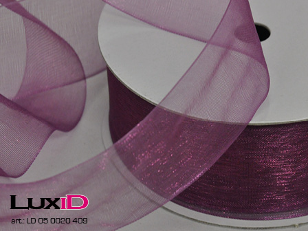 Organza woven edge 409 aubergine 38mm x 25m